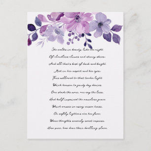 Carte Postale Bouquet de fleurs violettes à l'aquarelle