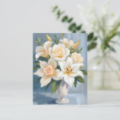 Carte Postale Bouquet de mariage blanc aquarelle florale (Debout devant)