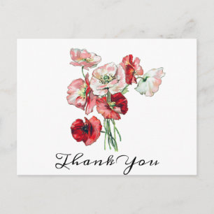 Carte Postale Bouquet de mariage personnalisé coquelicots rouges