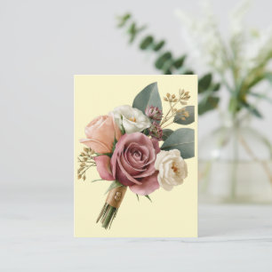 Carte Postale Bouquet de mariée à l'aquarelle romantique