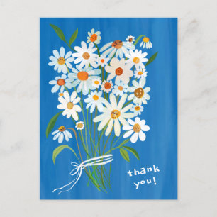 Carte Postale Bouquet de pâquerettes aquarelle peinte à la main 
