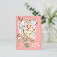 Bouquet de pâquerettes Joyeux anniversaire rose po
