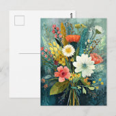 Carte Postale Bouquet de printemps coloré (Devant / Derrière)