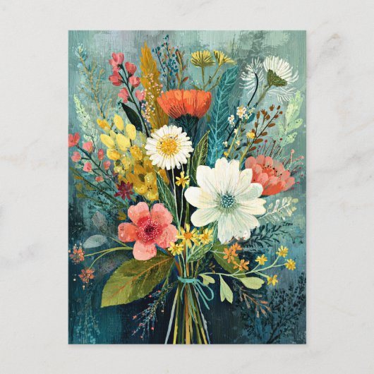 Carte Postale Bouquet de printemps coloré (Devant)