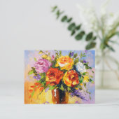 Carte Postale Bouquet de rose (Debout devant)