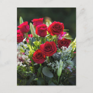 Carte Postale Bouquet de rose rouge romantique