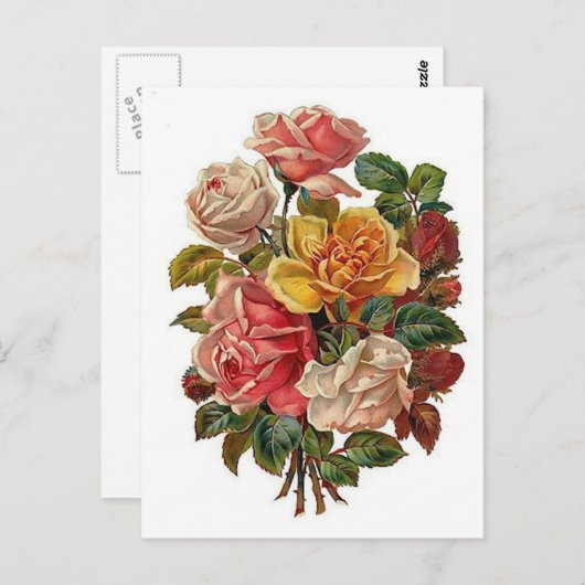 Carte Postale Bouquet de Roses (Devant / Derrière)