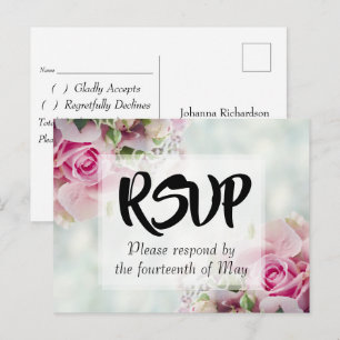 Carte Postale Bouquet de roses florales roses Mariage RSVP