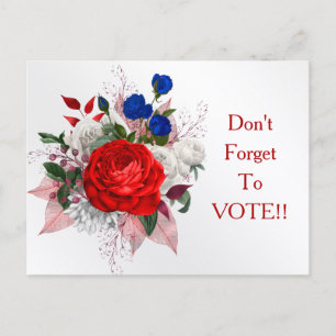 Carte Postale Bouquet de roses patriotique rappel de vote
