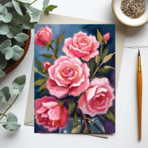 Bouquet de roses rose blush peint