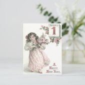 Carte Postale Bouquet de Roses Rose de petite fille mignonne (Debout devant)
