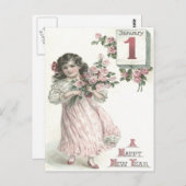 Carte Postale Bouquet de Roses Rose de petite fille mignonne (Devant / Derrière)