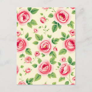 Carte Postale Bouquet de roses roses vintage floral pastel chint