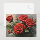 Carte Postale Bouquet de roses rouges (Devant / Derrière)