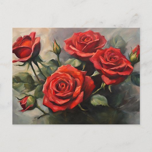 Carte Postale Bouquet de roses rouges (Devant)