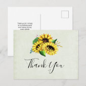 Carte Postale Bouquet de tournesol jaune en aquarelle (Devant / Derrière)