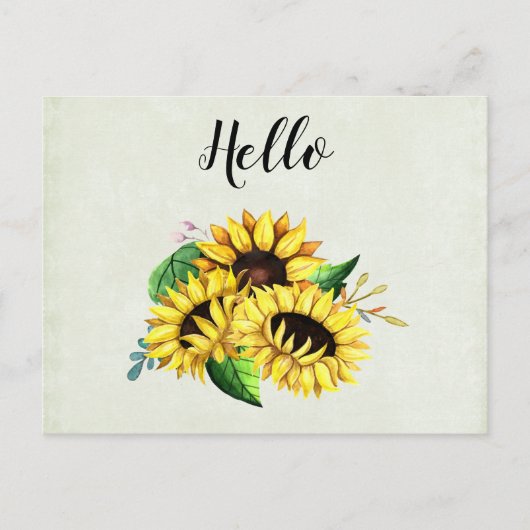 Carte Postale Bouquet de tournesol jaune en aquarelle (Devant)