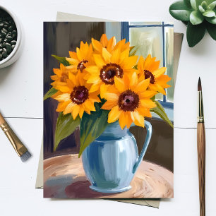 Carte Postale Bouquet de tournesols Peinture aquarelle florale