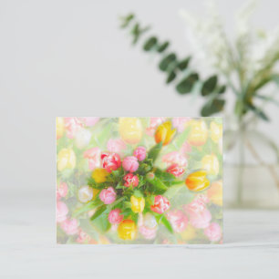 Carte Postale Bouquet de tulipe à l'aspect vintage - art floral