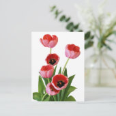 Carte Postale Bouquet de tulipe rose de printemps (Debout devant)