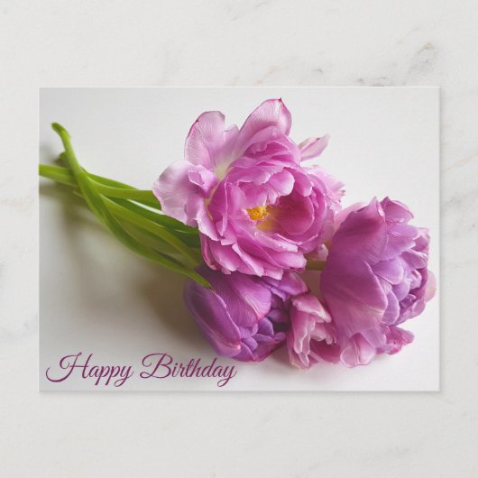 Carte Postale Bouquet de tulipes roses en fleurs. Joyeux Anniver (Devant)