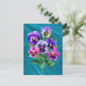 Carte Postale Bouquet de Violets Pansy Fleurs MERCI (Debout devant)
