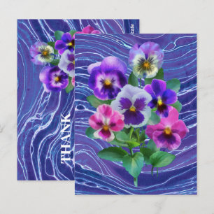 Carte Postale Bouquet de violettes fleurs de pensée MERCI