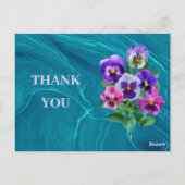 Carte Postale Bouquet de violettes fleurs de pensée MERCI (Dos)