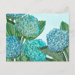 Carte Postale Bouquet d'hortensia bleu d'été