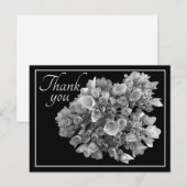 Carte Postale Bouquet d'hortensias noir et blanc pour remercier (Devant / Derrière)