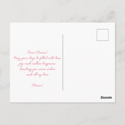 Carte Postale Bouquet élégant de fleurs roses et blanches avec d (Dos)