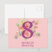 Carte Postale Bouquet floral 8 mars Journée internationale de la (Devant / Derrière)