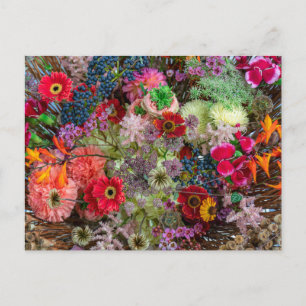 Carte Postale Bouquet floral automnal riche avec Gerberas et Ber