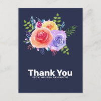 Bouquet Floral de Roses à l'Aquarelle Remerciement