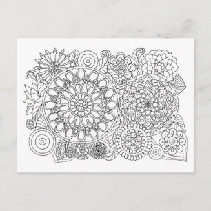 Carte Postale Bouquet floral Mandala Couleur adulte