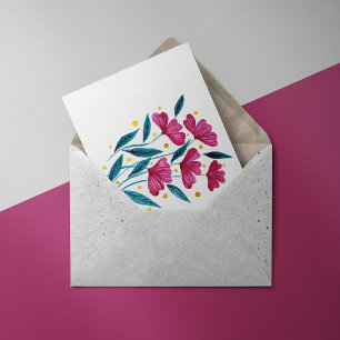 Carte Postale Bouquet floral mignon - magenta et turquoise