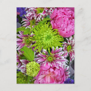 Carte Postale Bouquet floral rose et vert