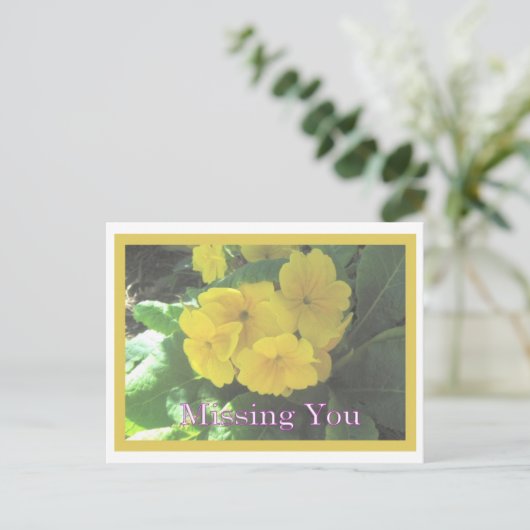 Carte Postale Bouquet jaune Vous manquant (Debout devant)