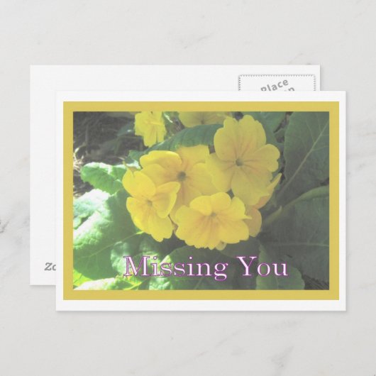 Carte Postale Bouquet jaune Vous manquant (Devant / Derrière)