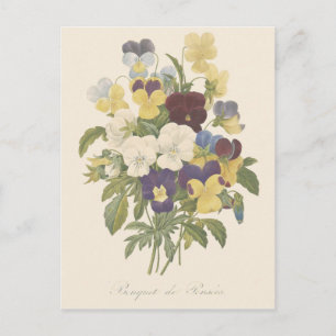 Carte Postale Bouquet Pensée Violettes Illustration de Fleur
