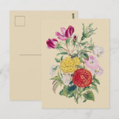 Carte Postale Bouquet - Rose (Devant / Derrière)
