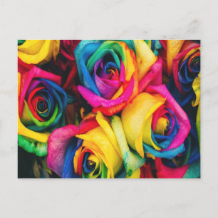 Carte Postale Bouquet Rose arc-en-ciel