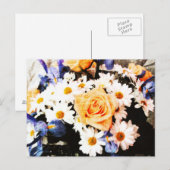 carte postale bouquet rose et marguerite (Devant / Derrière)