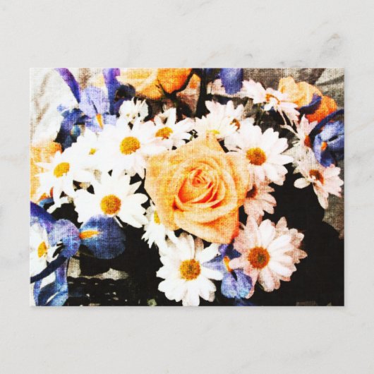 carte postale bouquet rose et marguerite (Devant)