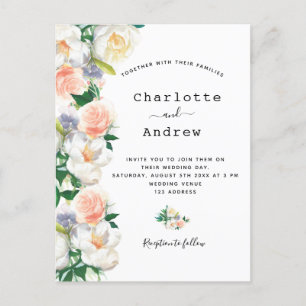 Carte Postale Bouquet rose rose rose rose or fleurs luxuriantes 