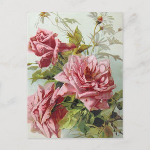 Carte Postale Bouquet Roses roses vintages