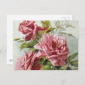 Carte Postale Bouquet Roses roses vintages (Devant / Derrière)
