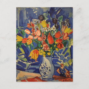 Carte Postale Bouquet vintage avec figures dans l'Arrière - plan