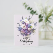 Carte Postale Bouquet Vintage | Calligraphie d'anniversaire pers (Debout devant)