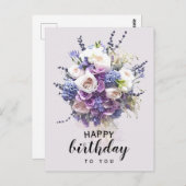Carte Postale Bouquet Vintage | Calligraphie d'anniversaire pers (Devant / Derrière)